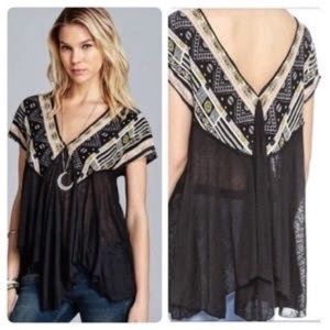 Free People Black We Are Golden Tunic Small